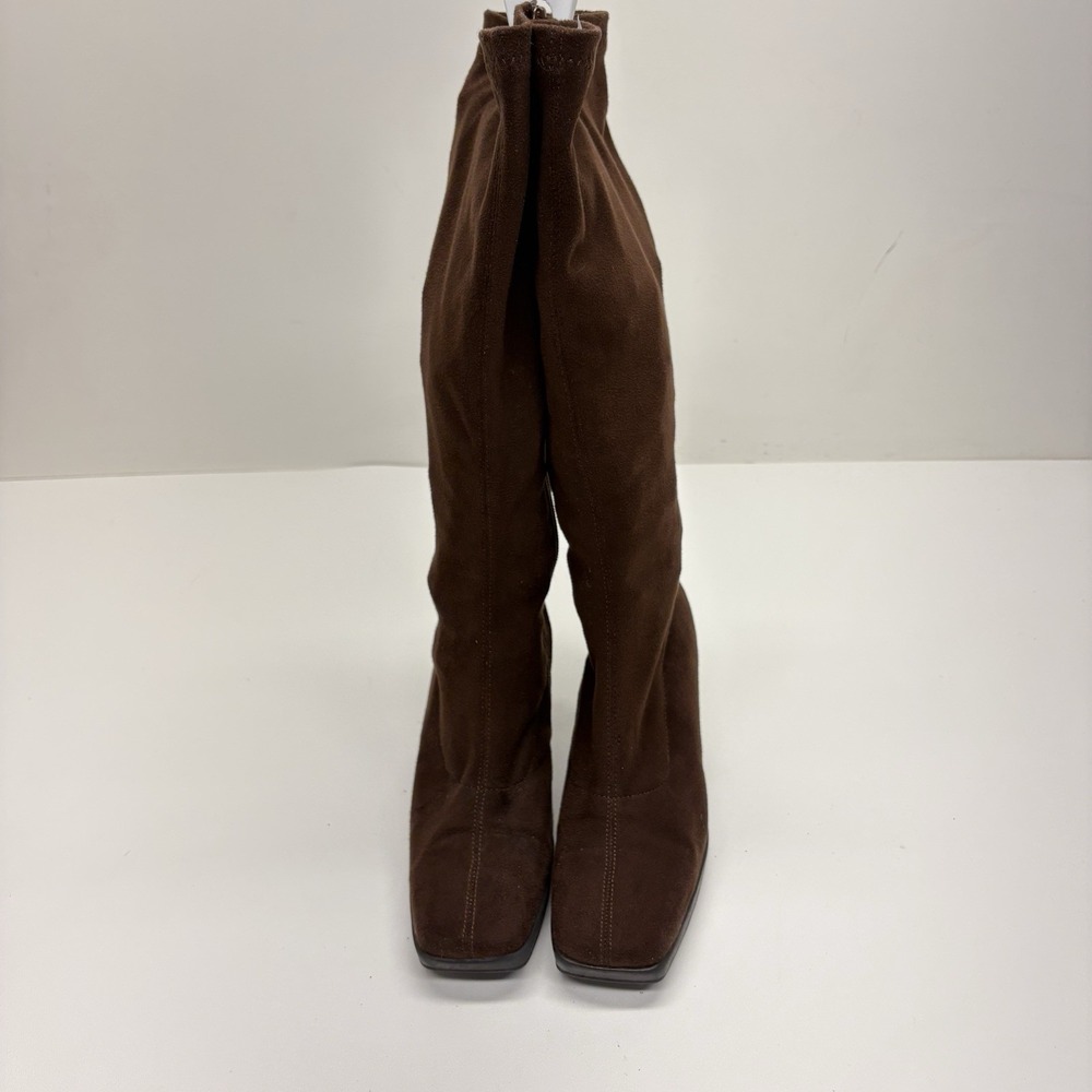 SKECHERS Y2K "Somethin' Else" Vintage Brown Retro Square Toe Knee High Boots 6 - Picture 4 of 14